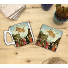 Harikapoli Kediler ve Sanat/sarı Kedi Set 10 - Yelken Fincan Kupa-Taş Bardak Altlığı 3