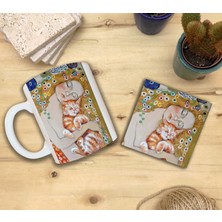 Harikapoli Kediler ve Sanat/gustav Klimt Danae Set 8 - Standart Kupa-Taş Bardak Altlığı 3