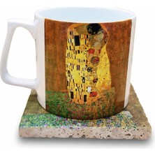 Harikapoli Gustav Klimt Set 10 - Yelken Fincan Kupa-Traverten Bardak Altlığı 1