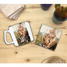 Harikapoli Kediler ve Sanat/ship Of Fools Set 10 - Yelken Fincan Kupa-Taş Bardak Altlığı 1