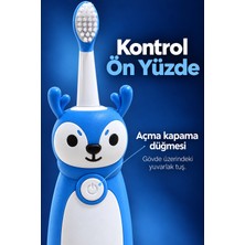 Şarjlı Diş Fırçası Mavi Geyik Tasarımlı Oval Başlıklı Midastech