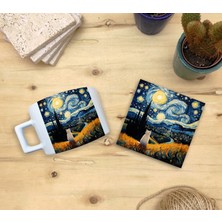 Harikapoli Kediler ve Sanat/van Gogh Yıldızlı Gece The Starry Night Set 4 - Fincan Kupa-Taş Bardak Altlığı 2