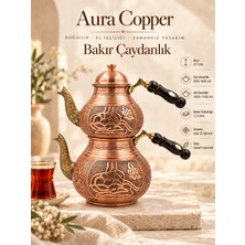 Aura Copper Ağır El İşlemeli Bakır Çaydanlık Takımı 1,2 mm 27 cm