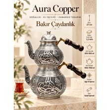 Aura Copper Ağır El İşlemeli Bakır Çaydanlık Takımı 1,2 mm 27 cm