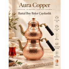 Aura Copper Battal Boy Bakır Çaydanlık Takımı 1,2 mm 30 cm