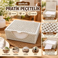 Abnturk Krem Renk 18X18X7CM Masaüstü Pratik Peçetelik Kapaklı Şık Tasarımlı Dekoratif Peçete Selpak Kutusu Organizeri