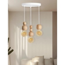 EFLIGHTDESIGN Detaylı Modern Bohem Rustik Sarkıt Avize Şık ve Doğal Tasarım Salon Oturma Odası (Beyaz-)