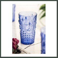 Bezos Akrilik Mavi Tekli Uzun Bardak & Su Meşrubat Bardağı 750 ml ( Büyük Boy & Cam Değildir ) Nhr
