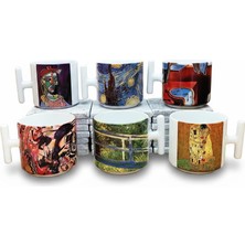 Harikapoli Dali, Van Gogh, Picasso, Kandinsky, Klimt, Monet Tasarımlı 6'lı T Kulplu Kupa Bardak Mug Seti