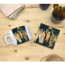 Harikapoli Kediler ve Sanat/sandro Boticelli Primavera Set 4 - Fincan Kupa-Taş Bardak Altlığı 2
