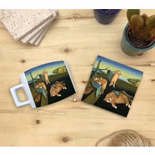 Harikapoli Kediler ve Sanat/salvador Dali Belleğin Azmi Set 4-Fincan Kupa-Taş Bardak Altlığı 1
