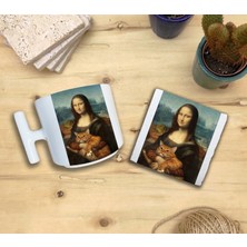 Harikapoli Kediler ve Sanat/leonardo Da Vinci Mona Lisa Set 9 - T Kulplu Fincan Kupa-Taş Bardak Altlığı 1