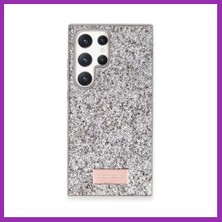 Salmore Onegif Samsung Galaxy S23 Ultra Uyumlu Bright Simli Kapak - Gümüş Bty