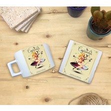 Harikapoli Burçlar/oğlak Burcu Set 4 - Fincan Kupa-Taş Bardak Altlığı 1