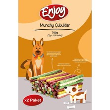 Enjoy Munchy Burgu Çubuk Köpek Ödülü 7 G x 100 Adet x 2 Paket (200 Adet, 1,4 Kg) – Karışık Renkli Çiğneme Çubuğu