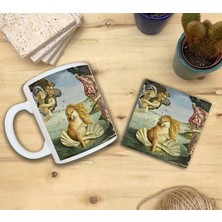 Harikapoli Hayvanlar ve Sanat/boticelli Venüs'ün Doğuşu Set 8- Standart Kupa-Taş Bardak Altlığı 1