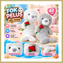 Bezos PL50252 40 cm Fok Gül Tutan Peluş Fok Oyuncak Za