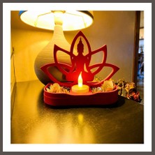 Nexora Living 3D Baskı Lotus Buda Mumluk - Dekoratif Tealight Mumluk-Kırmızı Nxrlvng
