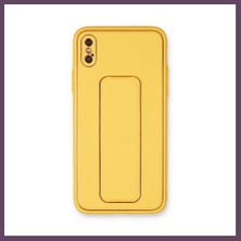 Bezos iPhone Xs Max Kılıf Coco Deri Standlı Kapak - Sarı Bhs