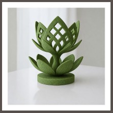 Nexora Living 3D Baskı Lotus Çiçeği Mumluk - Dekoratif Tealight Mumluk-Yeşil Nxrlvng