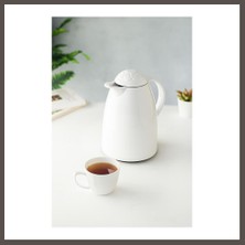 Nexora Living 1 Lt Isı Yalıtımlı Çay ve Soğuk Su Termosu Soft Beyaz (12 Saat Sıcak Tutar& Içi Camdır) Nxrlvng