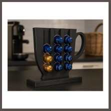 Nexora Living 3D Baskı Kahve Kapsül Standı Tezgah Üstü Kapsül Organizer Düzenleyici Kupa Formlu Dekoratif Siyah Nxrlvng