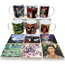 Harikapoli Sanatçılar Serisi - 6'lı Kupa ve Bardak Altlığı Seti (Dali, Van Gogh, Picasso, Kandinsky, Frida Kahlo, Monet)