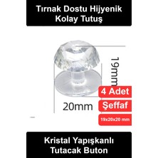 Wonara #yapışkanlıkulp 4 Adet Kristal Tasarım Elmas Kesim Tutacak Buton Vidasız Matkapsız Dolap Çekmece Kapak Tutamağı Klozet Sifon Basma Aparatı Buzdolabı Bulaşık Makinesi Şeffaf Dekoratif Banyo Mutfak