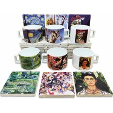 Harikapoli Sanatçılar Serisi - 6'lı Çay/kahve Fincanı ve Bardak Altlığı Seti (Dali, Van Gogh, Picasso, Kandinsky, Frida Kahlo, Monet)