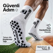 Lissa Butik Premium Kalite Erkek Kaydırmaz Futbol Basketbol Tenis Spor Çorap | Beyaz Kaymaz Tabanlı Dikişsiz