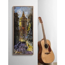 Simurg Sanatevi Galata’ya Çıkan Yol Yağlı Boya Tablosu - Tuval Üzerine El Yapımı - 40 x 100 cm