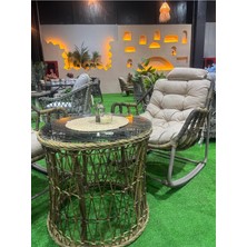 Rattan Lucas Bistro Sallanır Çay Seti, Kahverengi, Bahçe Balkon Mobilyası