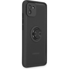 Pamukia Samsung Galaxy A03 Kılıf Montreal Yüzüklü Silikon Kapak - Siyah