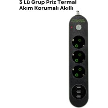Aslanoğlu Store Tcx 3 USB Portlu Üçlü Priz CXE103