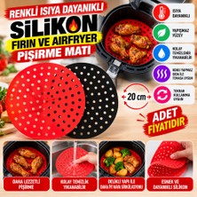 Aslanoğlu Store Renkli Isıya Dayanıklı Yıkanılabilir Silikon Fırın ve Airfryer Yuvarlak Pişirme Matı 20 cm (Adet Fi
