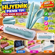 Aslanoğlu Store Kendiliğinden Kutulu Hijjenik Plastik Piknik Tipi Çatal Kaşık Bıçak Seti (Adet Fiyatıdır)