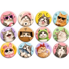 Kedi Rozet Magnet 3 Adet 58 mm