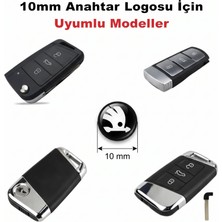 Stilix Garage Skoda Anahtar Logosu Amblemi 10 mm Silikonlu Kabartma Kumanda Logosu Siyah 2 Adet