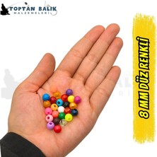 Cotras Karışık Renk (Rengarenk) Sazan Balık Boncuğu 8 mm (İç Çap: 3 mm) - 500 Gr Paket