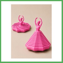 Astraltech 3D Baskı Balerin Figürlü Fidget Oyuncak - Hareketli Optik Illüzyon Masa Dekoru-Pembe Bezoss