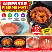 Popüler Sepet Renkli Isıya Dayanıklı Yıkanılabilir Silikon Fırın ve Airfryer Yuvarlak Model Pişirme Matı 20 cm
