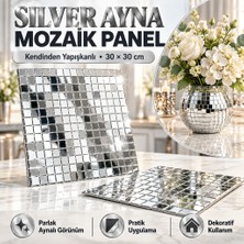 Popüler Sepet Kare Silver Cam Mozaik Fayans Çıkartmaları El Işi Kare Cam Fayans Kendinden Yapışkanlı Aynalı Dekor Panel 30X30 cm