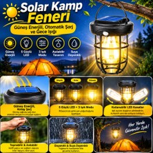 Popüler Sepet Solar Kamp Feneri – Güneş Enerjili, Otomatik Şarj ve Gece Işığı, Taşınabilir ve Asılabilir LED Dış Mekan Lamba