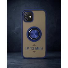 Akıllı Bayi Apple Iphone 12 Mini Kılıf Montreal Yüzüklü Silikon Kapak - Lacivert