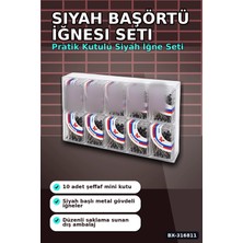 Eco Lounge Siyah Başörtü Iğnesi 1000 Adet, Şeffaf Plastik Saklama Kutulu Eşarp Iğne Seti BX-316811