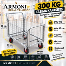 Armoni Metal Taşıma Arabası Havalı Lastik-Her Türlü Zemin Kullanım-Yan Kısımlar Sök/Tak - Galvaniz Kaplama 60x85 cm