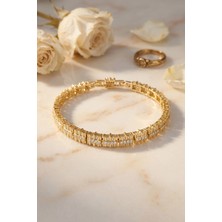 Eco Lounge Gold Renk Pirinç Elegance Zirkon Taşlı Kadın Bileklik
