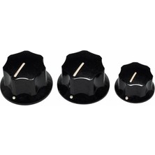 Fender Jazz Bass Knobs, Black (2 Large, 1 Small) (Set Of 3) Potans Düğmesi