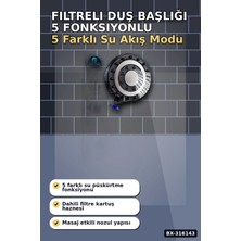 Eco Lounge Filtreli Duş Başlığı 5 Fonksiyonlu Masaj Etkili Kireç ve Klor Önleyici El Tipi BX-316143