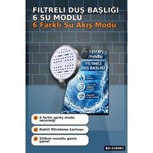 Eco Lounge Filtreli Duş Başlığı 6 Su Modlu Geniş Panelli Silikon Nozullu Beyaz Gövde BX-316061